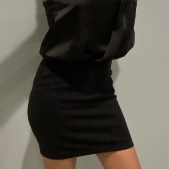 A/X Armani Exchange One Shoulder Zipper Black Cocktail Party Dress Size 2 Club - Picture 5 of 13